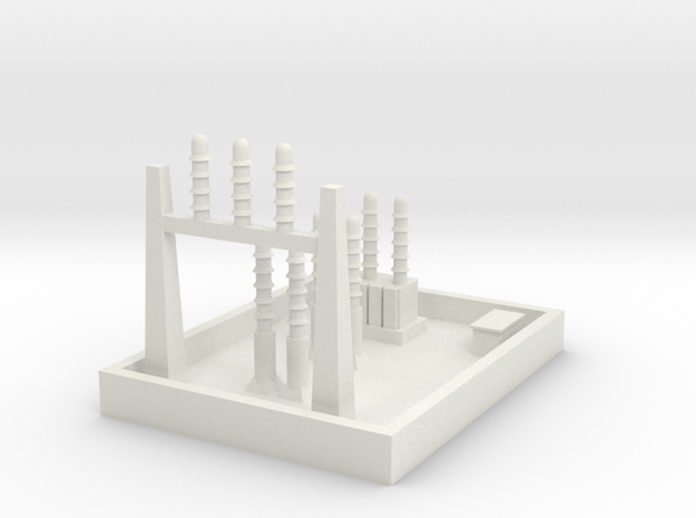 1/600 Small Power Substation in White Natural Versatile Plastic