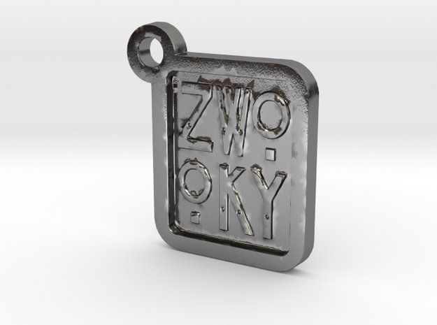 ZWOOKY Keyring LOGO 12 3cm 3mm in Polished Silver