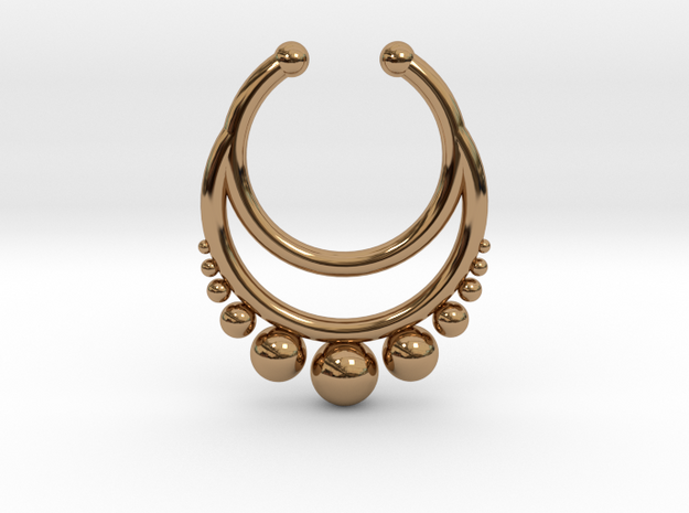 Septum dropped ring with spheres under in Polished Brass