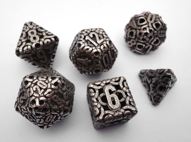 Ring Dice Set in Polished Bronzed Silver Steel