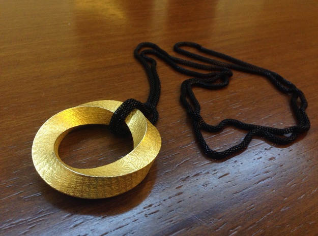 Mobius Ring Pendant in Polished Gold Steel