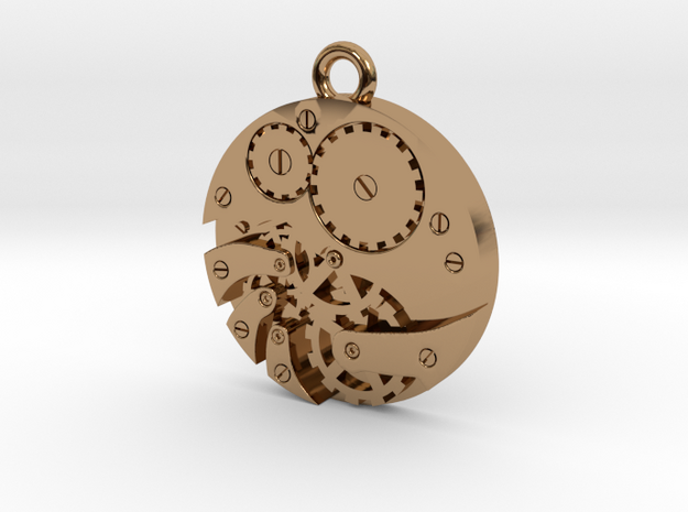 Watch Movement Steampunk Charm/Pendant in Polished Brass
