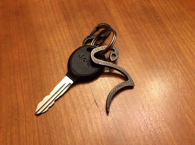 BioSpawn "S" Logo Keychain in Polished and Bronzed Black Steel