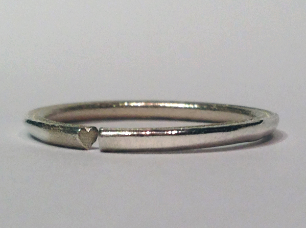 Secret Hidden Heart Ring (Size 4) in Polished Silver
