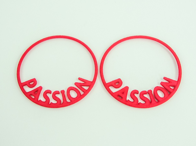 Custom Hoop Earrings - Passion 40mm in Red Processed Versatile Plastic