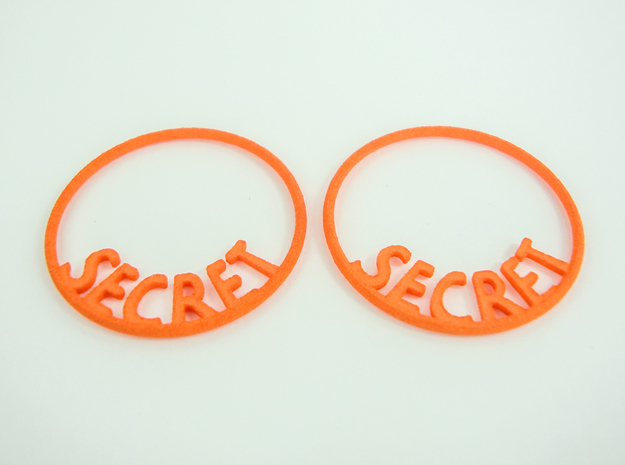 Custom Hoop Earrings - Secret 30mm in Orange Processed Versatile Plastic