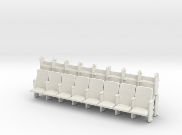 HO Scale 8 X 3 Theater Seats  in White Natural Versatile Plastic