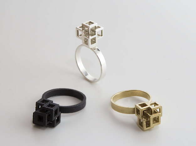 Quadro Ring - US 7 in Natural Brass