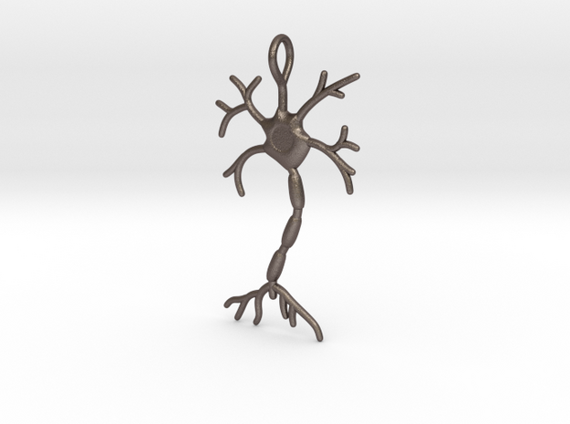 Neuron Pendant (1.7" high) in Polished Bronzed Silver Steel