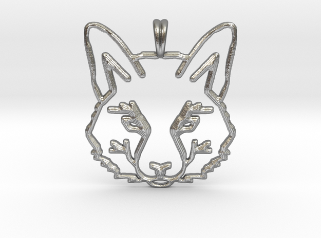 FOX TOTEM Designer Symbol Jewelry Pendant in Natural Silver
