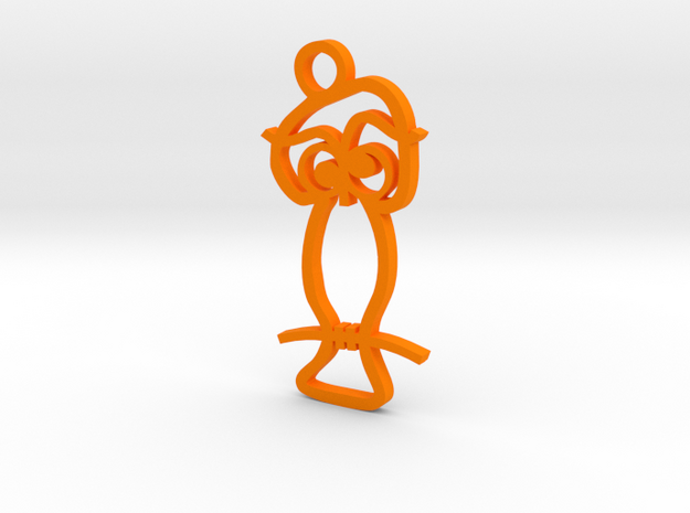 Wise Owl Pendant in Orange Processed Versatile Plastic