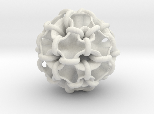 Hollow piped sphere with loops #3 Smaller in White Natural Versatile Plastic