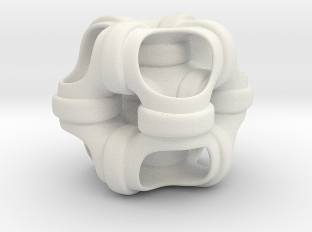 Hollowed out cube looped and piped. #1 Smaller in White Natural Versatile Plastic