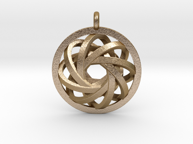 ATOM CORE Designer Jewelry Pendant in Polished Gold Steel