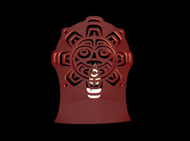 Northwest Design Sun Mask Tea Light Holder - Tall in Red Processed Versatile Plastic