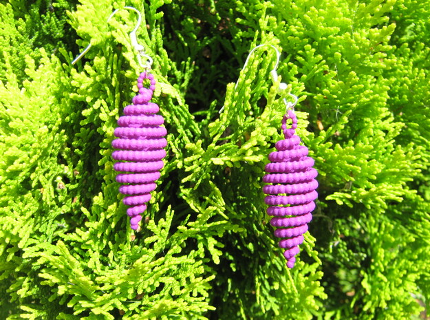 Spiral 1 Earrings in Purple Processed Versatile Plastic