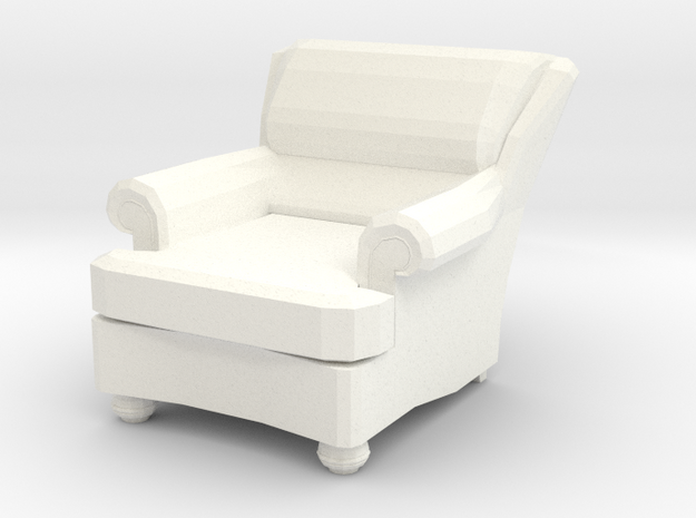Miniature 1:48 Recliner Chair in White Processed Versatile Plastic