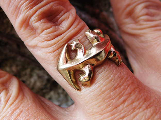 Diplocaulus Ring -Small- (Free-size) in Natural Brass