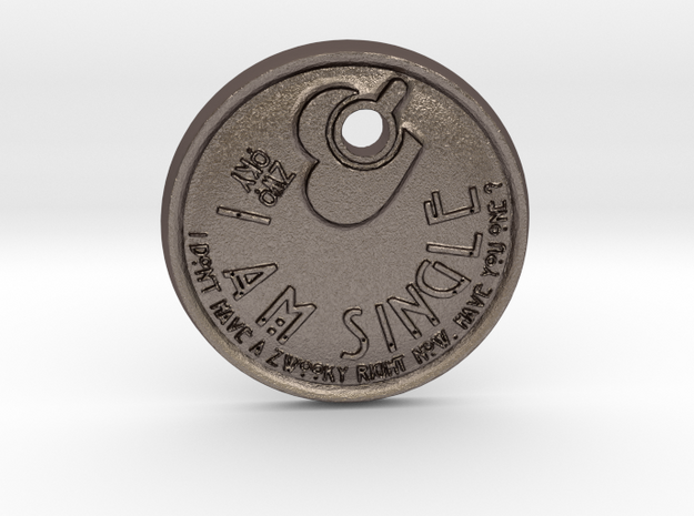 ZWOOKY keychain "I am single"   -   ready to start in Polished Bronzed Silver Steel