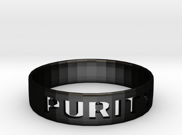 Purity Ring With Cut-Out Letters (Approx. Size: 9) in Matte Black Steel
