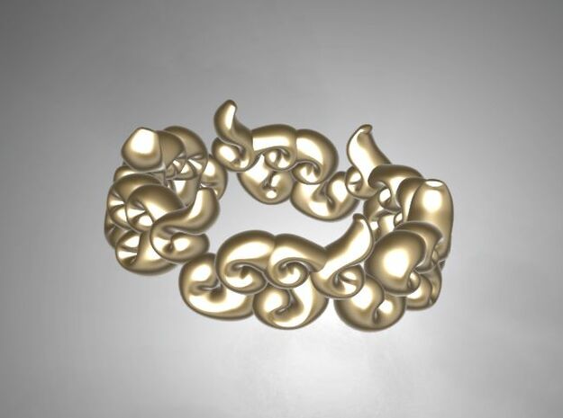 Six Clouds size:7.5-8 in Polished Gold Steel