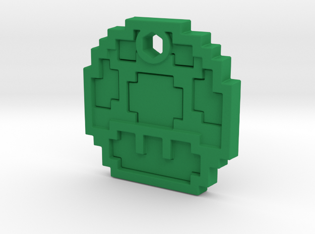 Mario Mushroom 1up Necklace in Green Processed Versatile Plastic