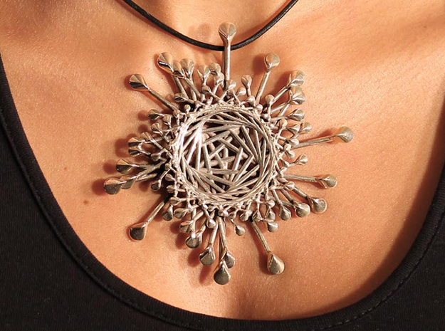 Spinnoloids Firework Pendant 9.5cm by unellenu in Polished Silver
