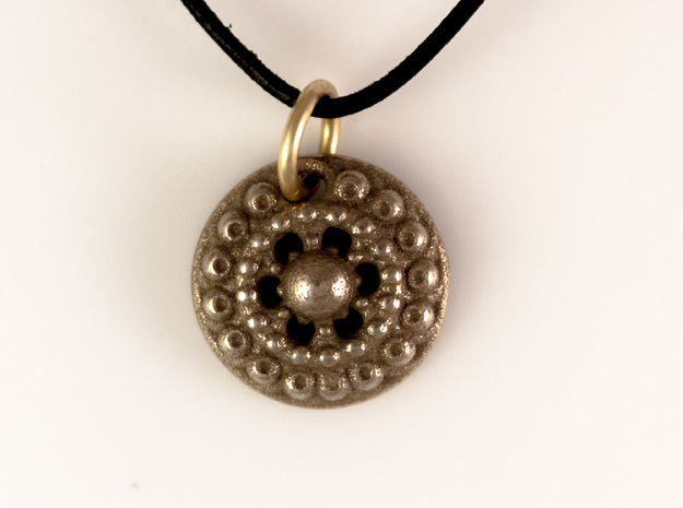 Mandala Pendant 4 in Polished Bronzed Silver Steel