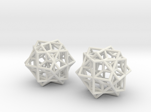 Escher Tricube Earrings from Waterfall in White Natural Versatile Plastic