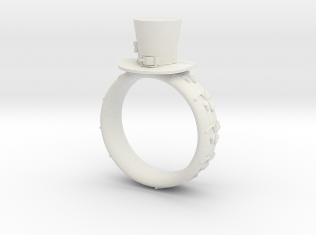 St Patrick's hat ring(size = USA 6) in White Natural Versatile Plastic
