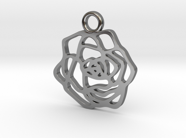 Rose pendant in Fine Detail Polished Silver