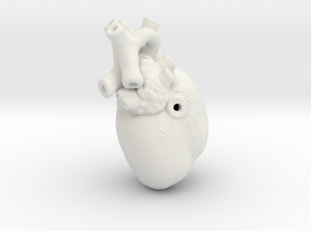 3D-Printed Anatomical Heart Pendant in White Natural Versatile Plastic