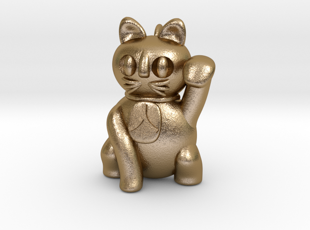 Manekineko pendant (A person is invited.) in Polished Gold Steel