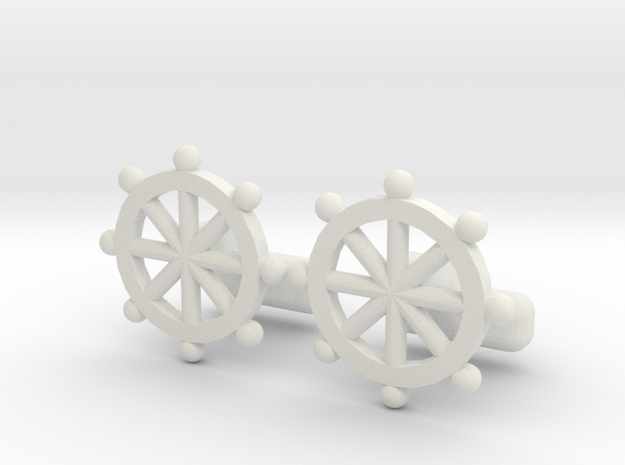 Ship Helm Cufflinks, Part of the NEW Nautical Coll in White Natural Versatile Plastic