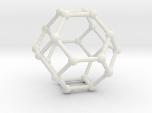 Truncated Octahedron in White Natural Versatile Plastic