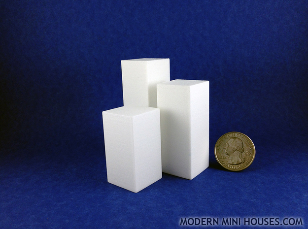 Triple Pedestals or Planters 1:12 scale in White Processed Versatile Plastic