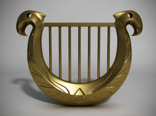 Goddess's Harp Pendant in Polished Bronzed Silver Steel