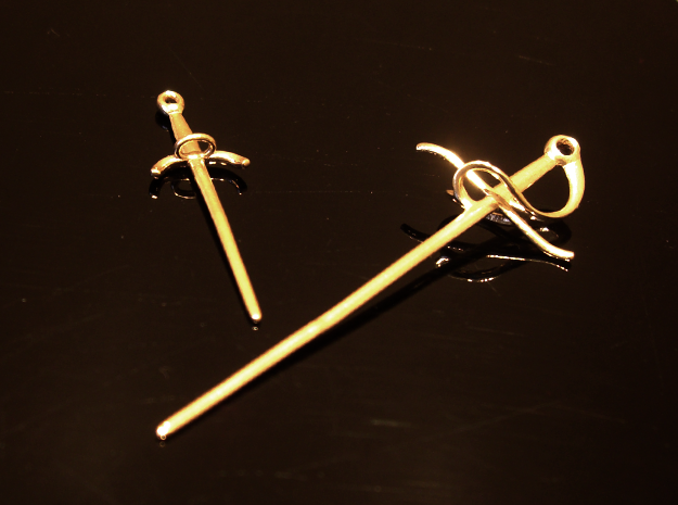 Rapier and Dagger (17th C. sword) earrings in Natural Bronze