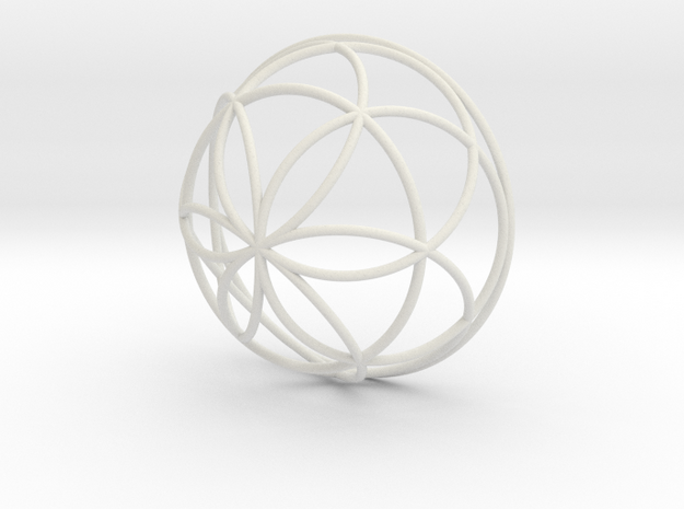 3D 200mm Half Orb of Life (3D Seed of Life)  in White Natural Versatile Plastic