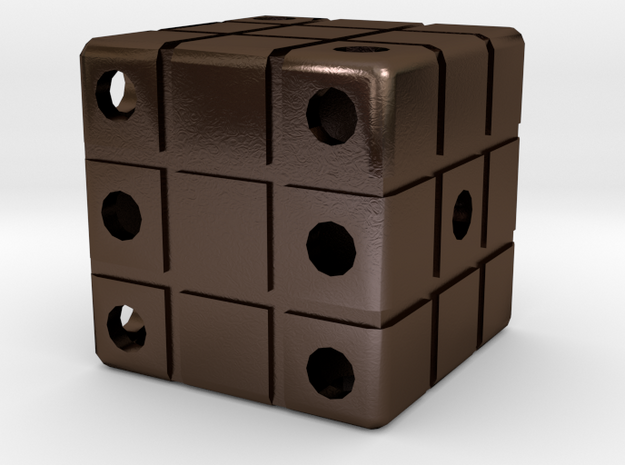Dice129 in Polished Bronze Steel
