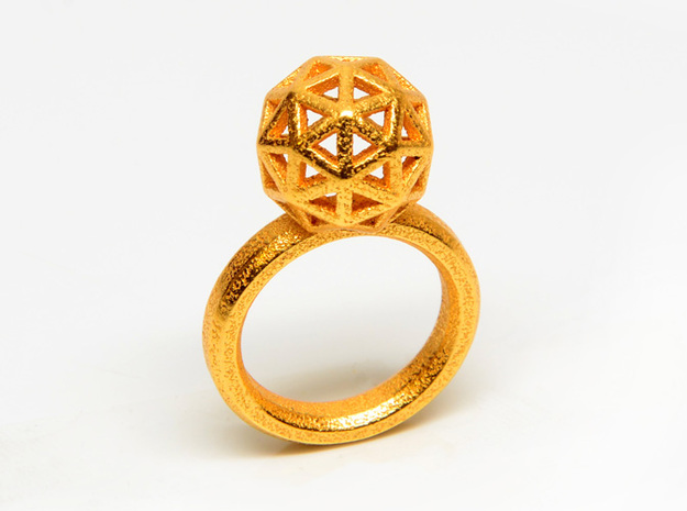 Geodesic Dome Ring size 8 in Polished Gold Steel