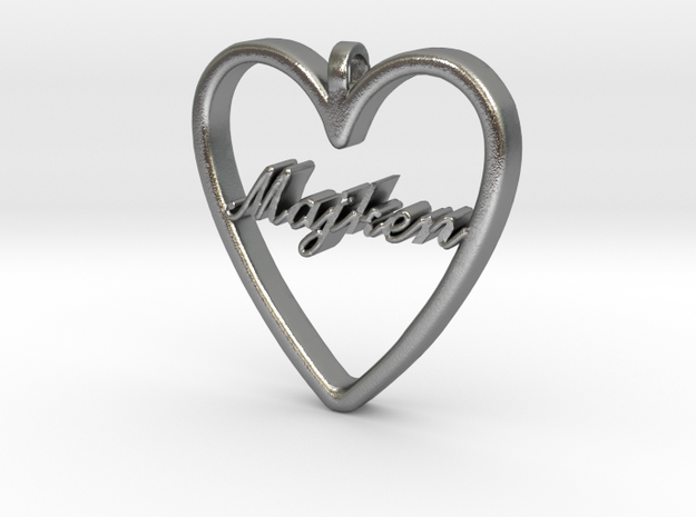 Smykke - Hjerte med navn "Majken" in Natural Silver