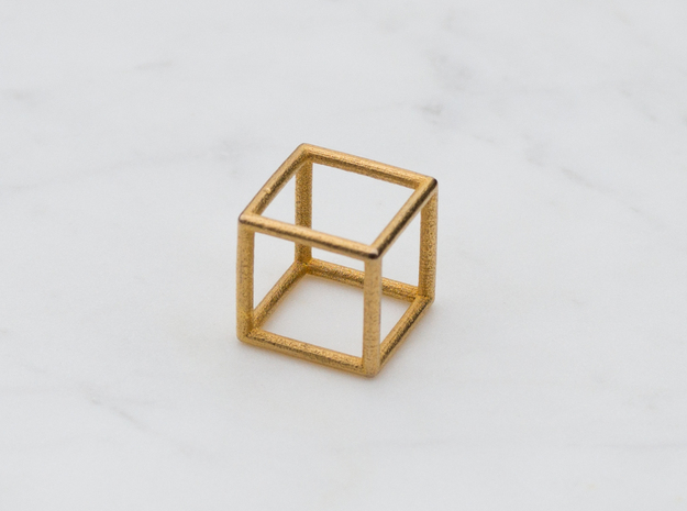 Cube Ring - Size 4 to Size 7 in Polished Bronze Steel: 4 / 46.5