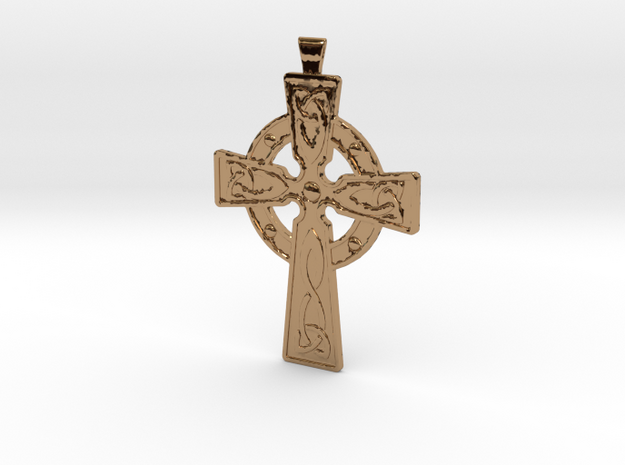 Celtic Cross Pendant in Polished Brass