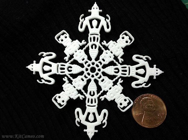 Robot Snowflake in White Processed Versatile Plastic