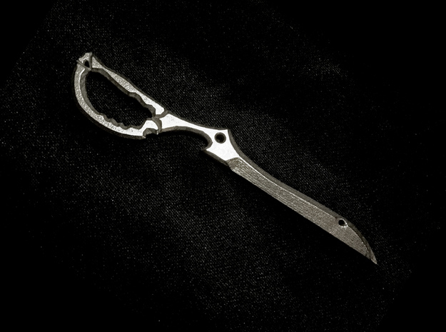 Scissor Blade Bottle Opener Keychain in Polished Bronzed Silver Steel