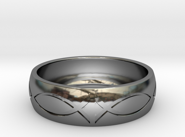 Size 10 Ring engraved in Fine Detail Polished Silver