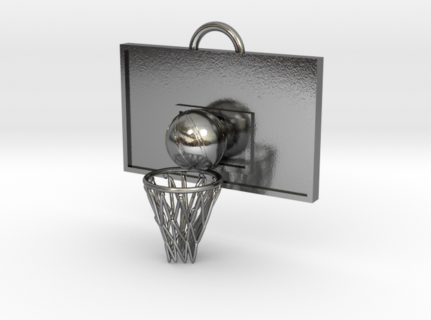 Basketball pendant top in Polished Silver