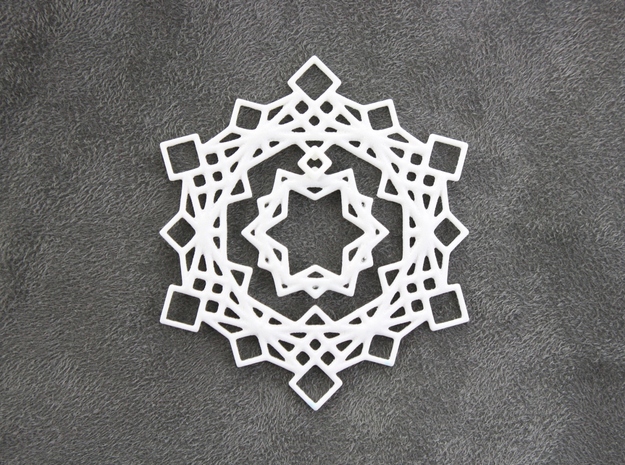 Squares Snowflake Ornament in White Processed Versatile Plastic