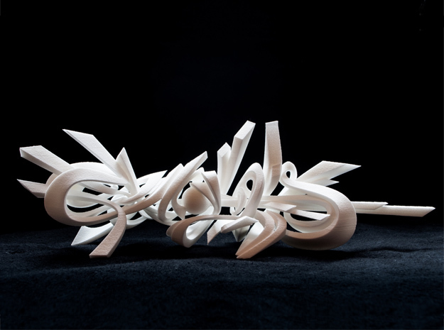 Genghis / 3D Style Writing / Sculptural Graffiti in White Natural Versatile Plastic